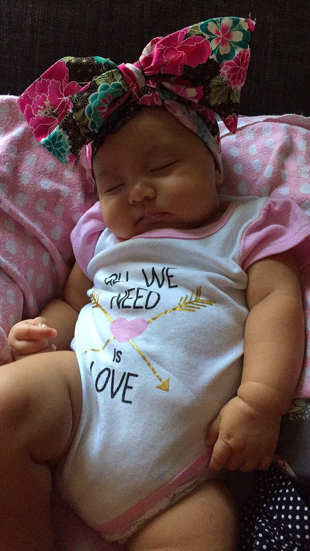 Everleigh is registered to the contest to win money with this photo: baby, baby_toddler_clothing, cheek, child, hair_accessory, person, pink, skin, toddler