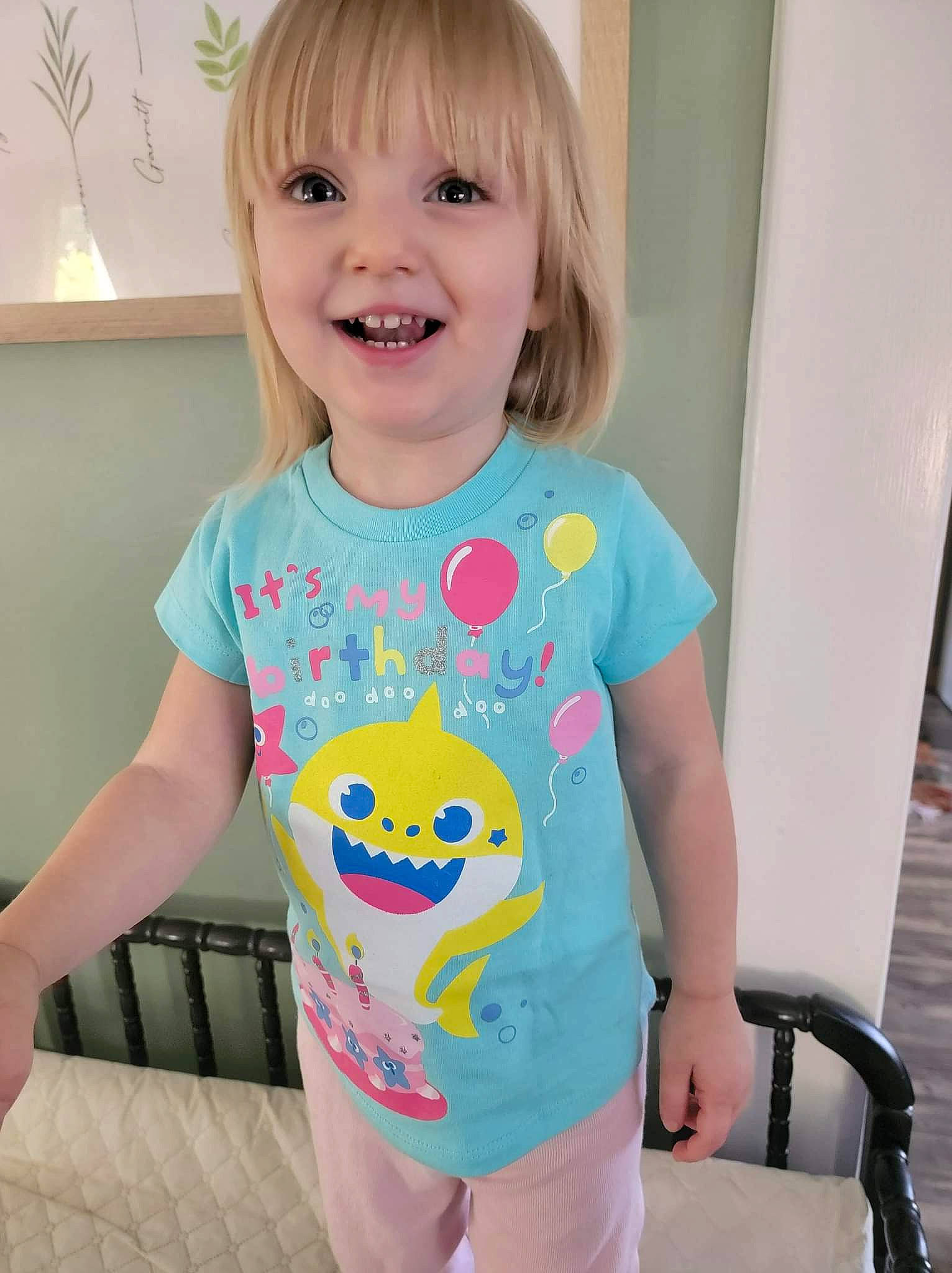 Kaisley joined the competition — help win amazing prizes! arm, baby_toddler_clothing, cheek, child, cool, face, facial_expression, hairstyle, happy, head, joy, luggage_and_bags, neck, pattern, person, pink, product, sleeve, smile, standing