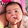 Cattleya is registered to the contest to win money with this photo: baby, infant, face, hand, finger, bracelet, cute, closeup, child, skin, person, sleepwear, pink, soft, blanket, expression, portrait, young, adorable, indoors