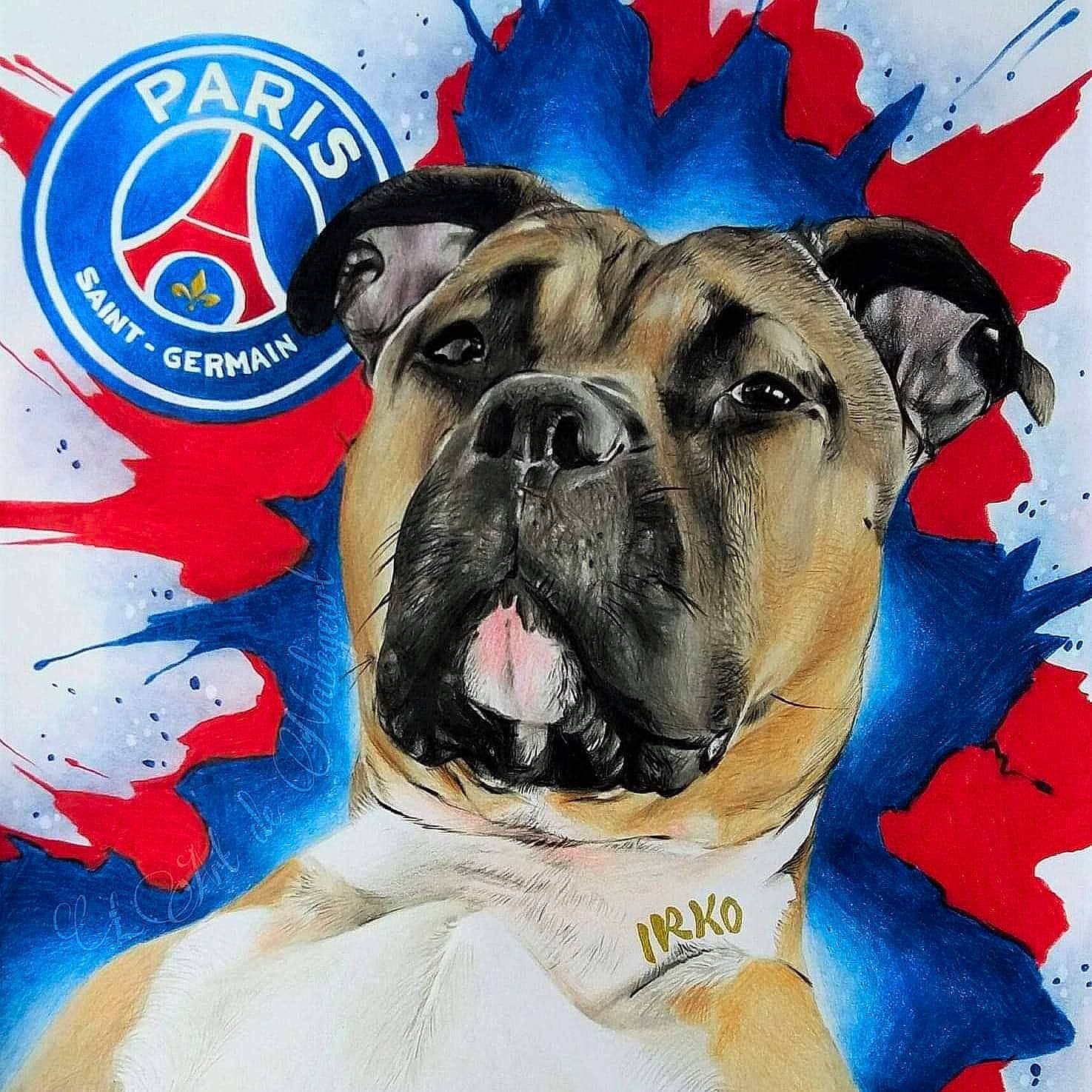 Irko participe au concours pour gagner de l'argent avec cette photo : ancient_dog_breeds, art, bulldog, canidae, carnivore, companion_dog, dog, dog_breed, fawn, illustration, molosser, non_sporting_group, old_english_bulldog, olde_english_bulldogge, paint, pug, rare_breed_dog, snout, watercolor_paint