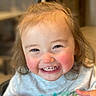 child, toddler, smiling, happy, face, cheeks, teeth, hair, indoors, shirt, portrait, cute, young, people, person, expression, childhood, closeup, emotion, joy