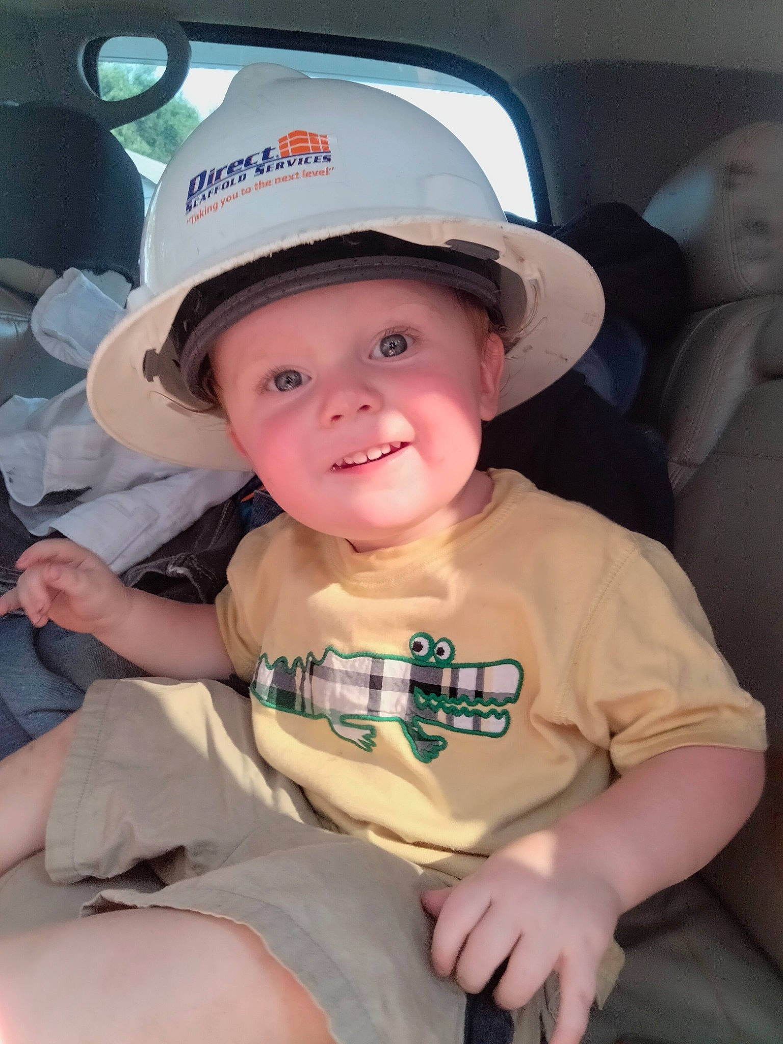 Tristan joined the competition — help win amazing prizes! automotive_exterior, baby_toddler_clothing, baseball_cap, cap, car_seat, child, chin, comfort, cool, finger, happy, hat, headwear, joy, motor_vehicle, mouth, person, skin, smile, toddler
