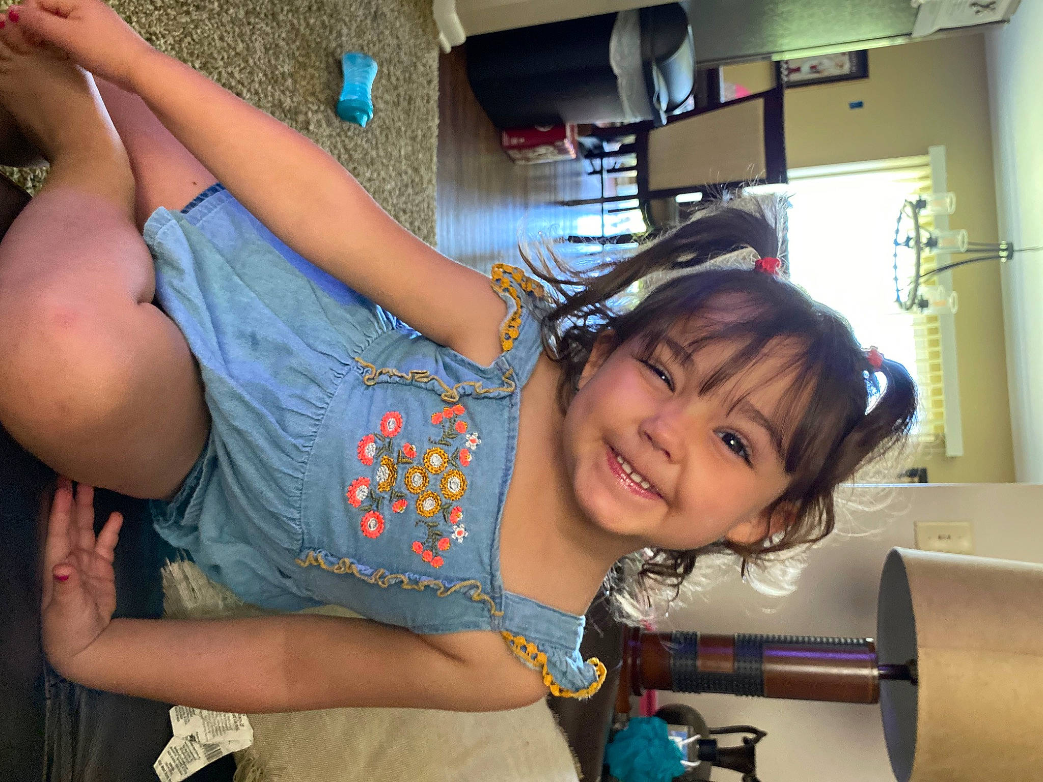 Avalynn joined the competition — help win amazing prizes! bangs, child, elbow, eyelash, finger, fun, happy, human_leg, joy, leisure, machine, muscle, person, room, sitting, smile, t_shirt, thigh, thumb, toddler
