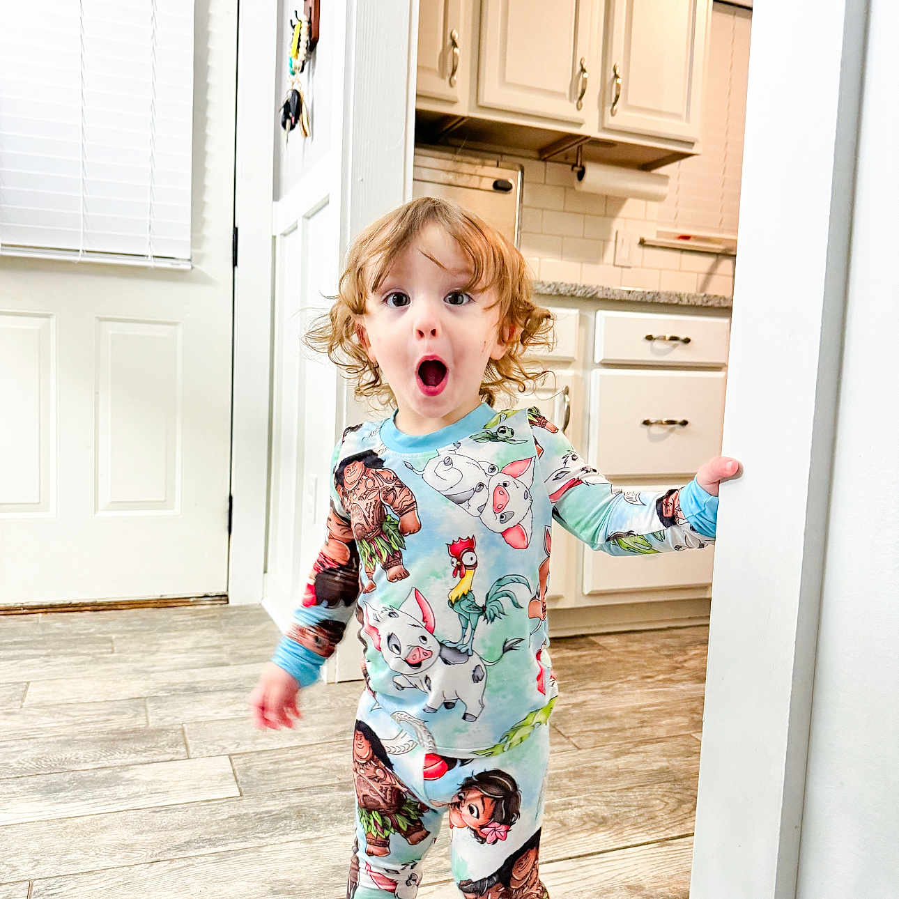 Parker Ryan joined the competition — help win amazing prizes! bodypart, cabinet, child, clothing, door, face, female, finger, furniture, girl, hand, hardwood, head, indoors, interiordesign, pajamas, person, photography, portrait, wood