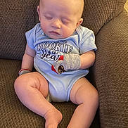 Bryson joined the competition — help win amazing prizes! baby, sleeping, onesie, mittens, couch, infant, child, cute, peaceful, indoor, soft, skin, legs, feet, face, head, small, resting, comfortable, clothing