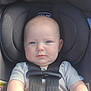 baby, child, car_seat, blue_eyes, face, infant, seatbelt, safety_harness, clothing, cute, portrait, young_child, head, skin, person, young, indoors, seat, straps, expression