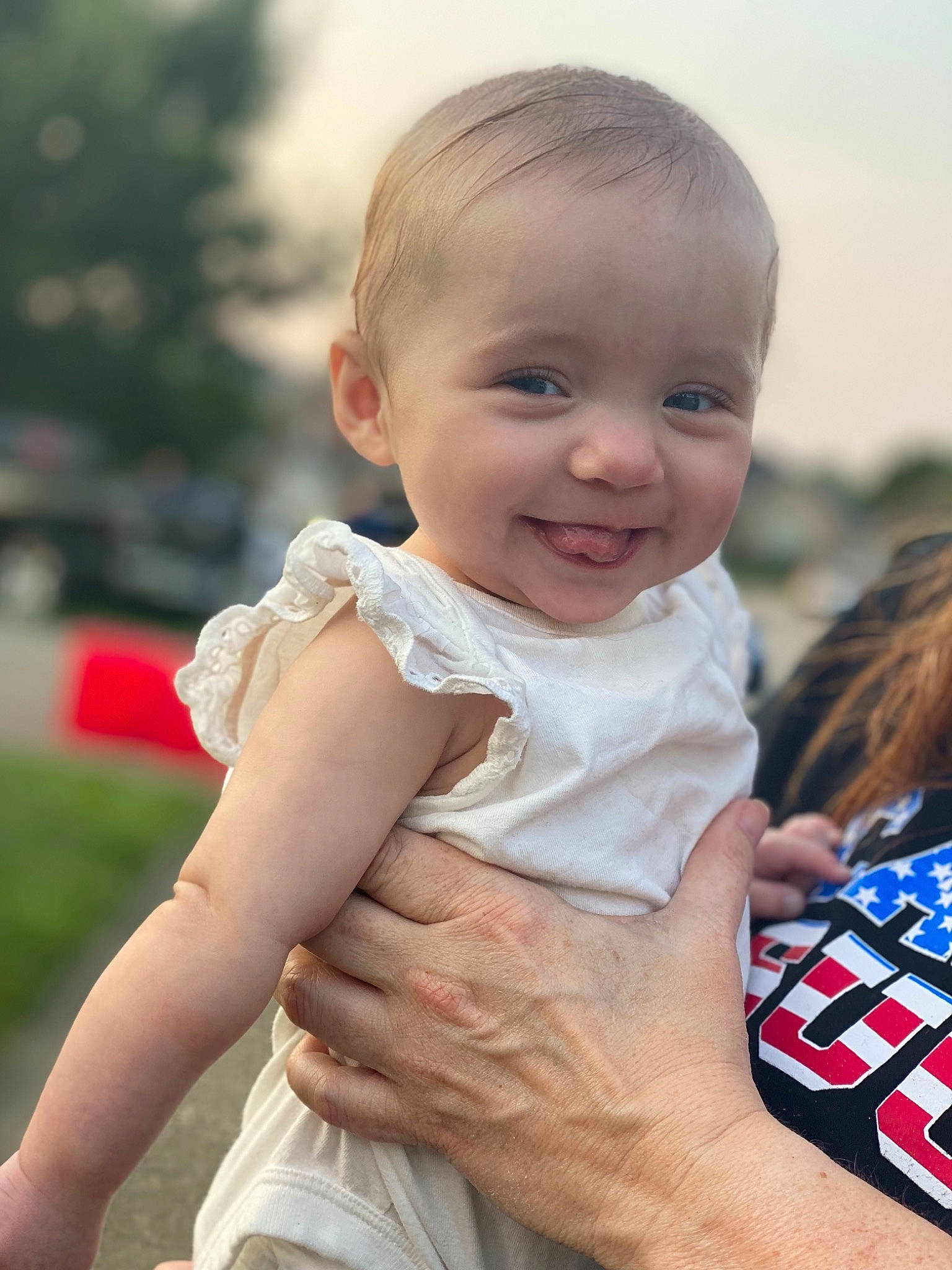Blakely joined the competition — help win amazing prizes! arm, baby, face, finger, gesture, grass, hand, happy, iris, joint, joy, lip, people_in_nature, person, plant, shoulder, skin, sky, smile, summer
