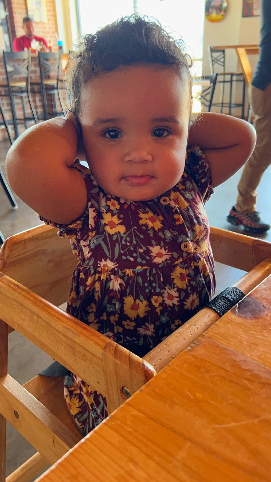 Emersyn joined the competition — help win amazing prizes! chair, child, finger, flooring, fun, happy, hardwood, leisure, lumber, person, plywood, shorts, sitting, skin, soil, t_shirt, table, toddler, varnish, wood