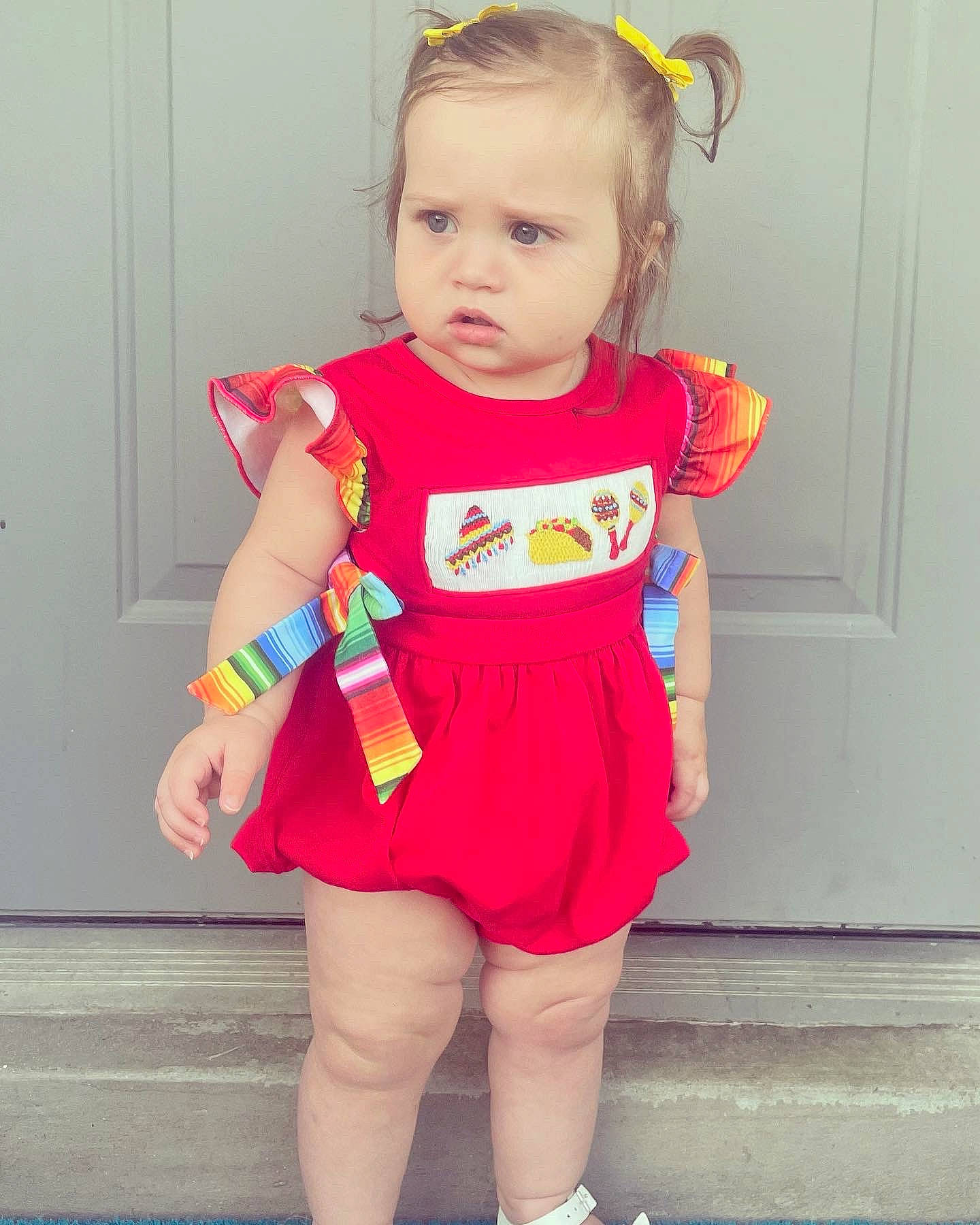 Gracie joined the competition — help win amazing prizes! active_tank, baby, baby_toddler_clothing, electric_blue, face, happy, human_body, human_leg, knee, leg, magenta, neck, pattern, person, pink, sleeve, sportswear, t_shirt, thigh, toddler