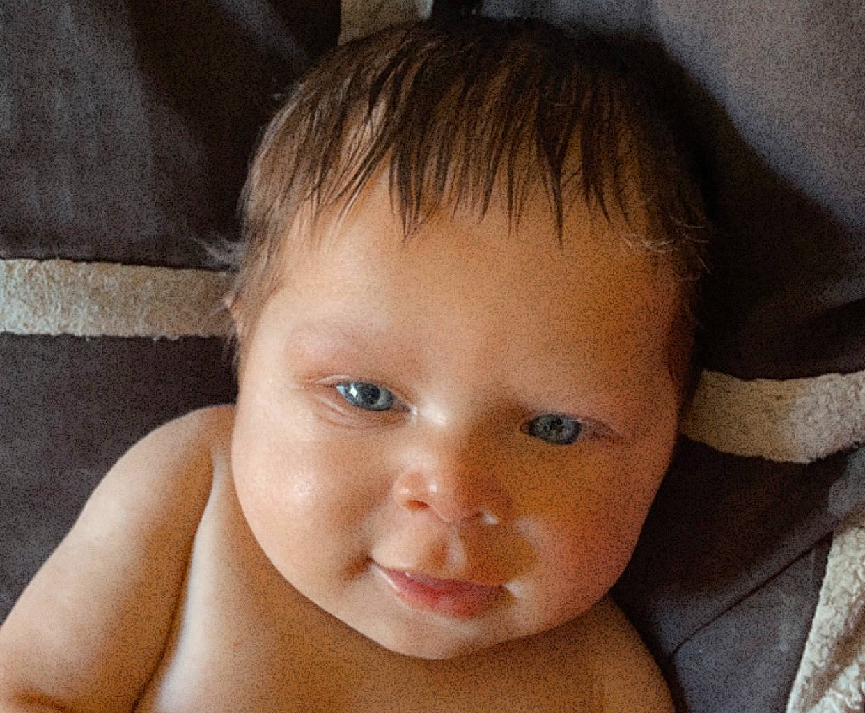 Esther is registered to the contest to win money with this photo: baby, cheek, chin, ear, eye, eyebrow, eyelash, finger, forehead, gesture, hand, head, human_body, iris, lip, mouth, neck, nose, person, skin