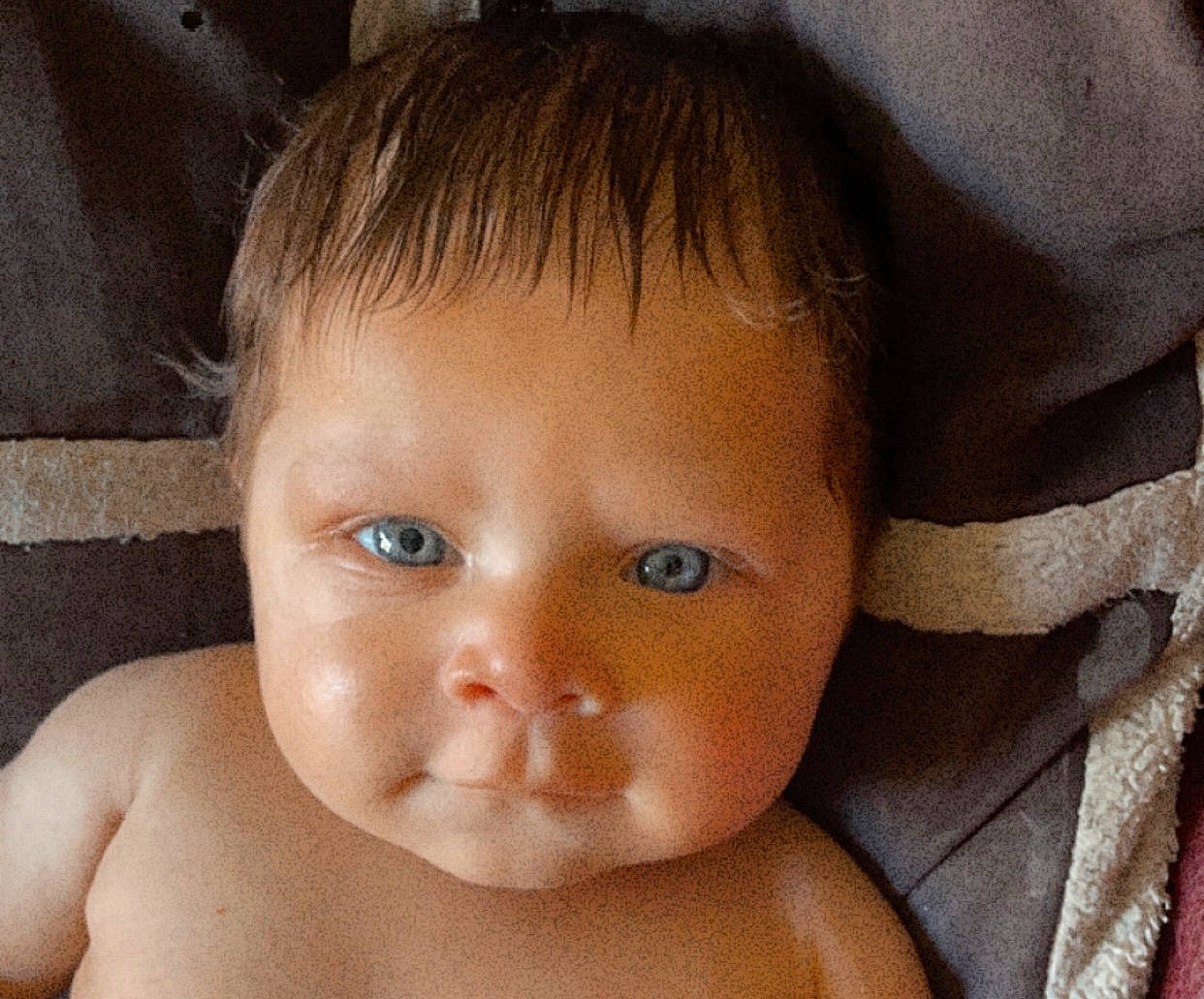 Esther is registered to the contest to win money with this photo: baby, cheek, chin, ear, eye, eyebrow, eyelash, face, finger, forehead, hair, human_body, iris, lip, mouth, neck, nose, organ, person, skin