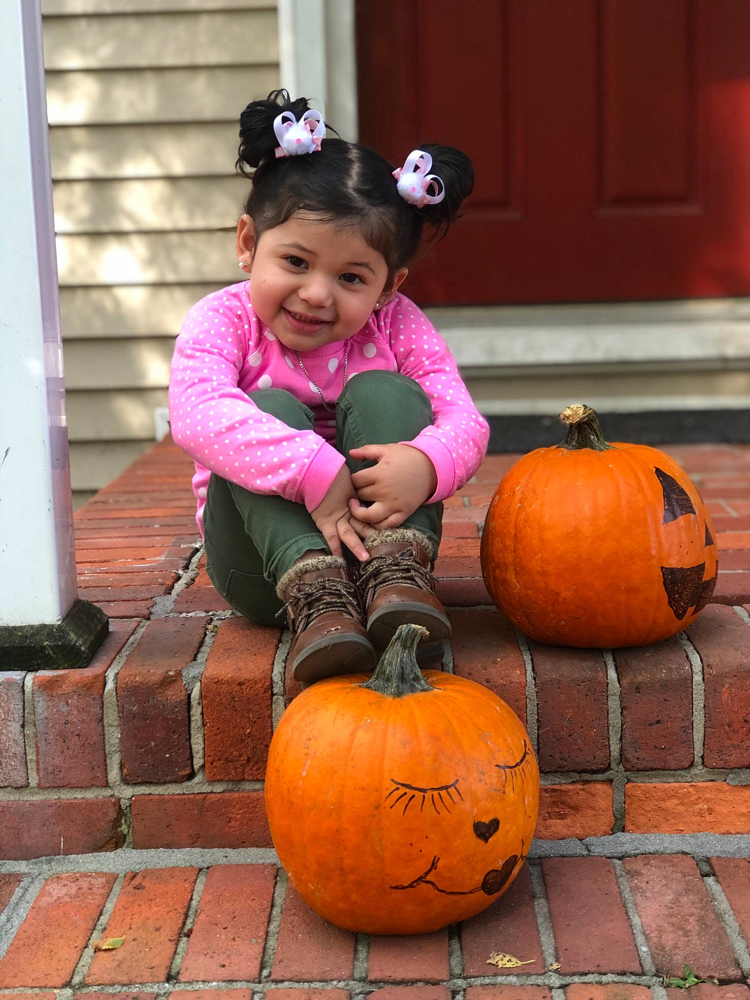 Angela joined the competition — help win amazing prizes! _and_melon_family, _gourd, calabaza, carving, child, cucumber, cucurbita, food, fruit, gourd, jack_o_lantern, joy, orange, person, plant, produce, pumpkin, smile, squash, toddler