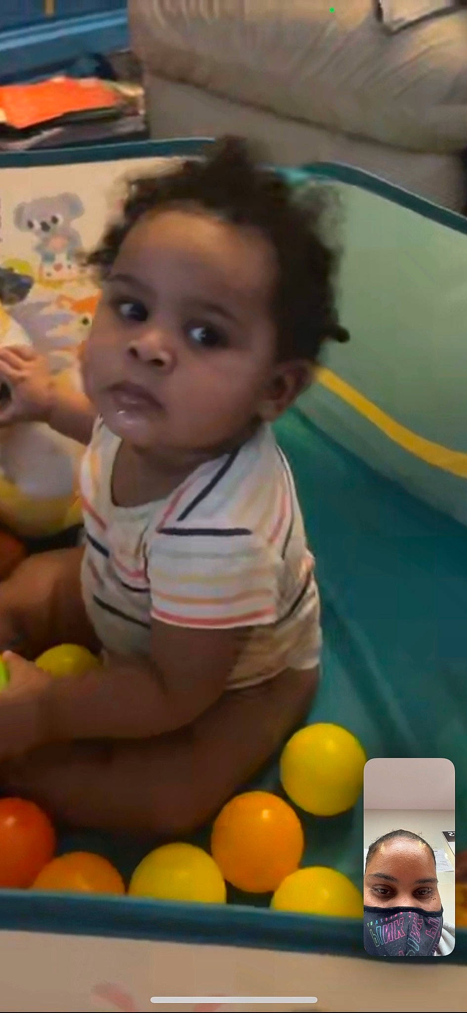 Aidan joined the competition — help win amazing prizes! baby, baby_products, baby_toddler_clothing, ball, black, cheek, eye, facial_expression, fun, green, hair, happy, head, iris, mouth, nose, person, skin, thumb, toddler