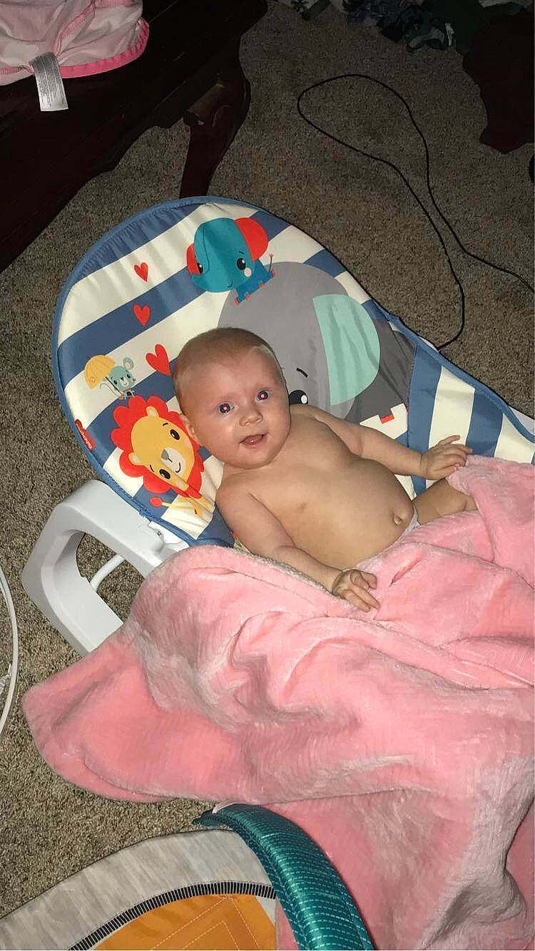 Julia joined the competition — help win amazing prizes! abdomen, audio_equipment, baby, baby_products, baby_toddler_clothing, barechested, barefoot, bedtime, car_seat, chest, child, comfort, foot, fun, head, linens, person, room, sitting, thigh