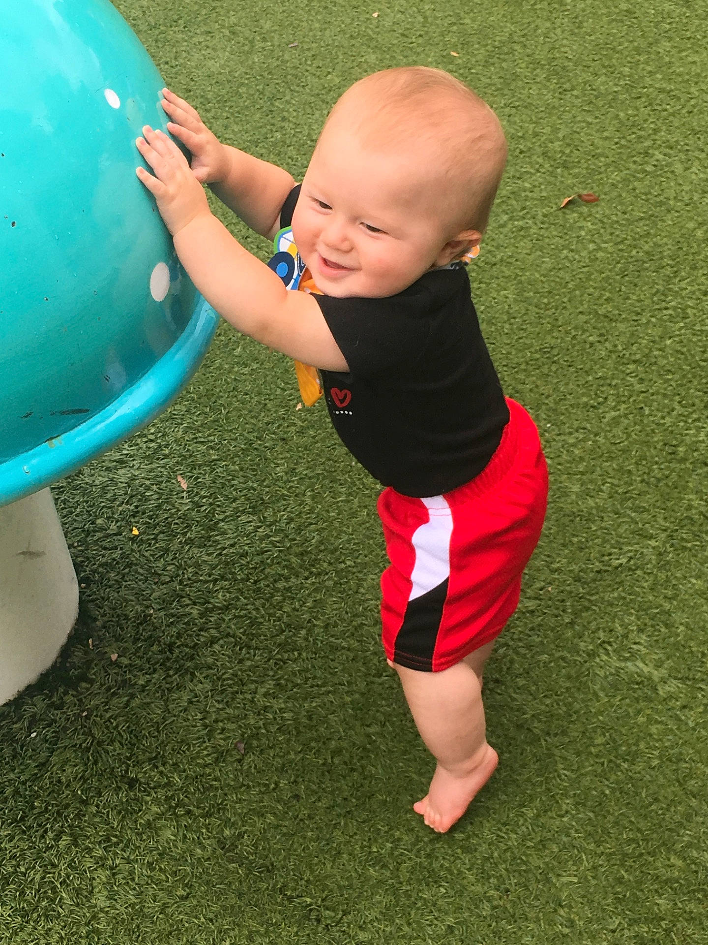 Reid joined the competition — help win amazing prizes! arm, boy, child, fun, grass, green, hand, joint, joy, lawn, leg, leisure, person, physical_fitness, plant, play, summer, toddler, vacation