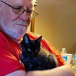 Toby is registered to the contest to win money with this photo: beard, bottle, carnivore, cat, comfort, domestic_short_haired_cat, drinking_water, ear, eyewear, felidae, fur, glasses, lap, mammal, plastic_bottle, sitting, small_to_medium_sized_cats, vision_care, water_bottle, whiskers