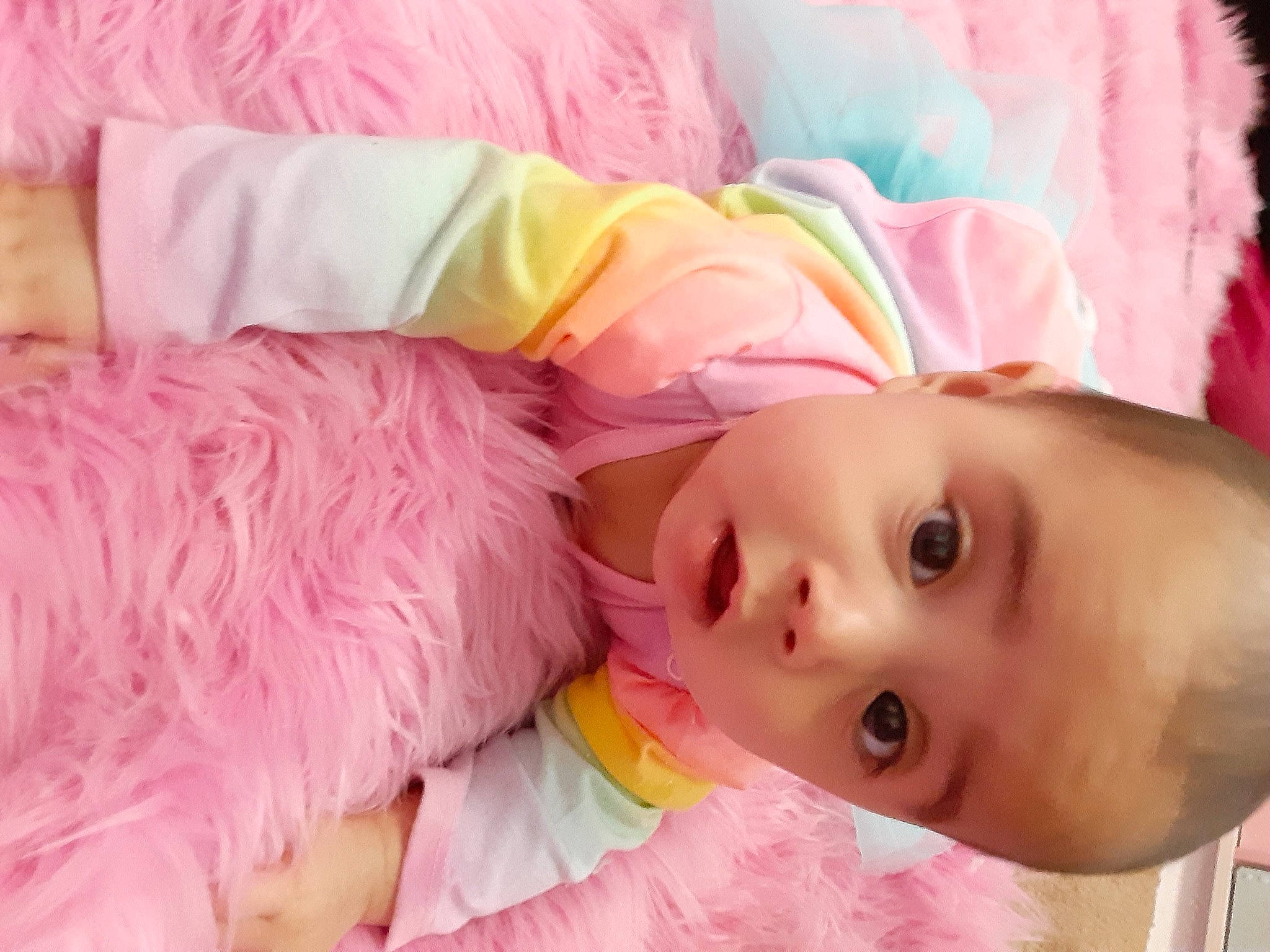 Briana joined the competition — help win amazing prizes! baby, baby_toddler_clothing, cheek, child, close_up, comfort, eyelash, fur, happy, iris, linens, lip, magenta, nose, pattern, person, pink, room, skin, sleeve