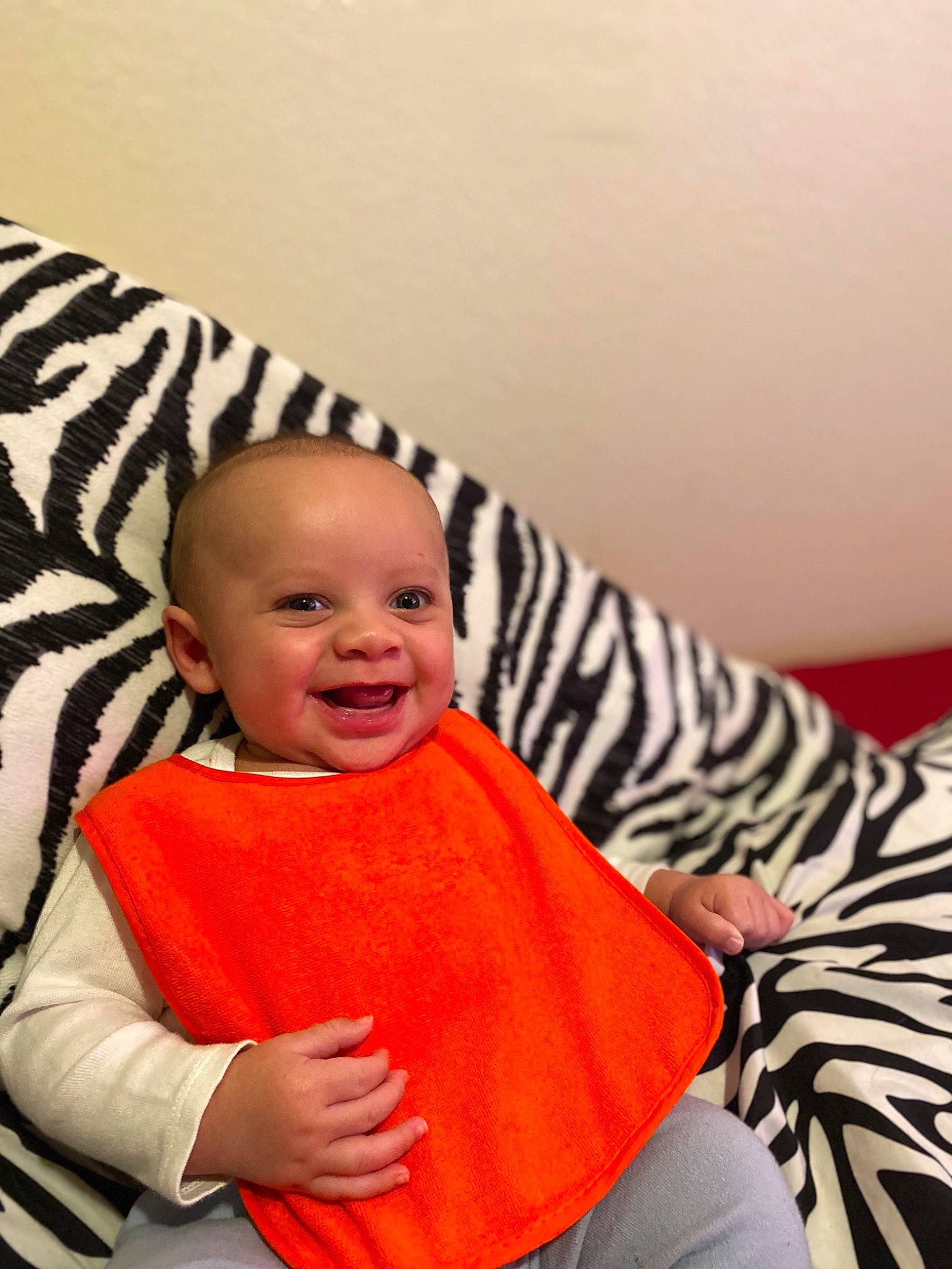 Asiah joined the competition — help win amazing prizes! baby, child, joy, orange, person, sitting, toddler