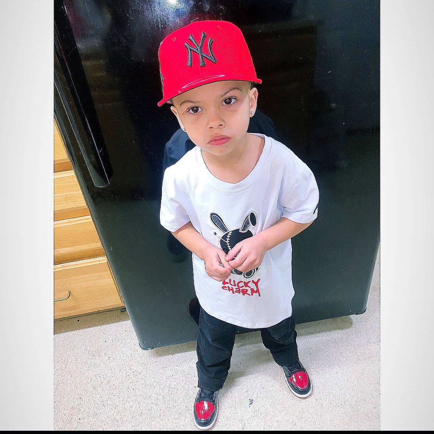 Nasiah joined the competition — help win amazing prizes! baby_toddler_clothing, baseball_cap, cap, carmine, child, cricket_cap, eyewear, face, fashion_accessory, flash_photography, footwear, fun, happy, headwear, pattern, person, rectangle, sleeve, sportswear, street_fashion
