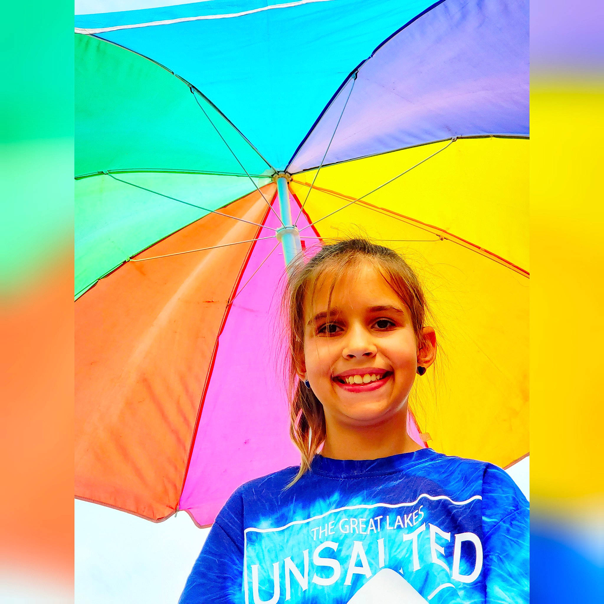 Holly is registered to the contest to win money with this photo: child, colorfulness, fashion_accessory, fun, happy, joy, leisure, person, play, smile, umbrella, wheel