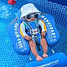 baby, pool, float, sunglasses, hat, water, blue, red_flamingo, baby_float, child, summer, outdoor, safety_harness, swimming_pool, infant, relaxing, sun_protection, footrest, toy, cute