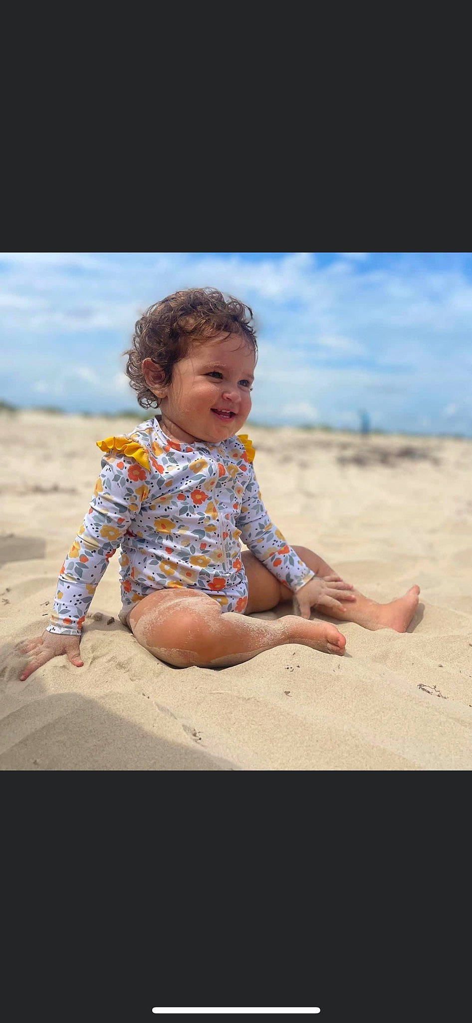 Macie joined the competition — help win amazing prizes! beach, cloud, face, flash_photography, fun, hair, happy, horizon, human_body, joy, landscape, leisure, people_in_nature, people_on_beach, person, skin, sky, smile, standing, toddler