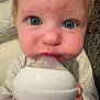 Rose is registered to the contest to win money with this photo: baby, blue_eyes, bottle, bottle_nipple, child, closeup, cute, drinking, face, feeding, hand, infant, inside, milk, milk_bottle, person, portrait, sitting, skin, young_child