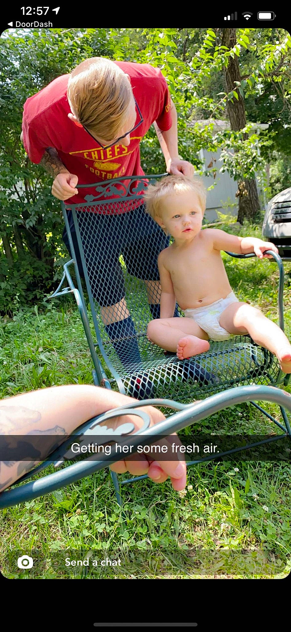 Zora joined the competition — help win amazing prizes! barechested, barefoot, chest, child, fun, grass, grass_family, lap, lawn, leisure, outdoor_furniture, people_in_nature, person, plant, recreation, shorts, sneakers, summer, thigh, thumb