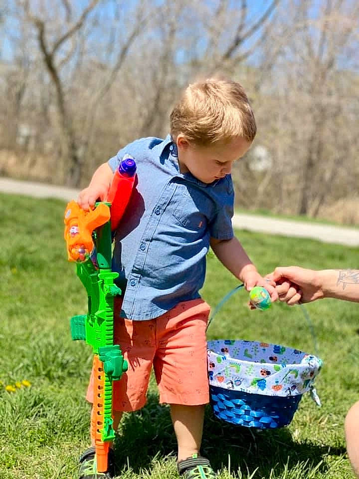 Felix joined the competition — help win amazing prizes! basket, bucket, child, easter, event, fun, grass, grassland, happy, lawn, leisure, people_in_nature, person, plant, recreation, shorts, sky, soil, t_shirt, toddler