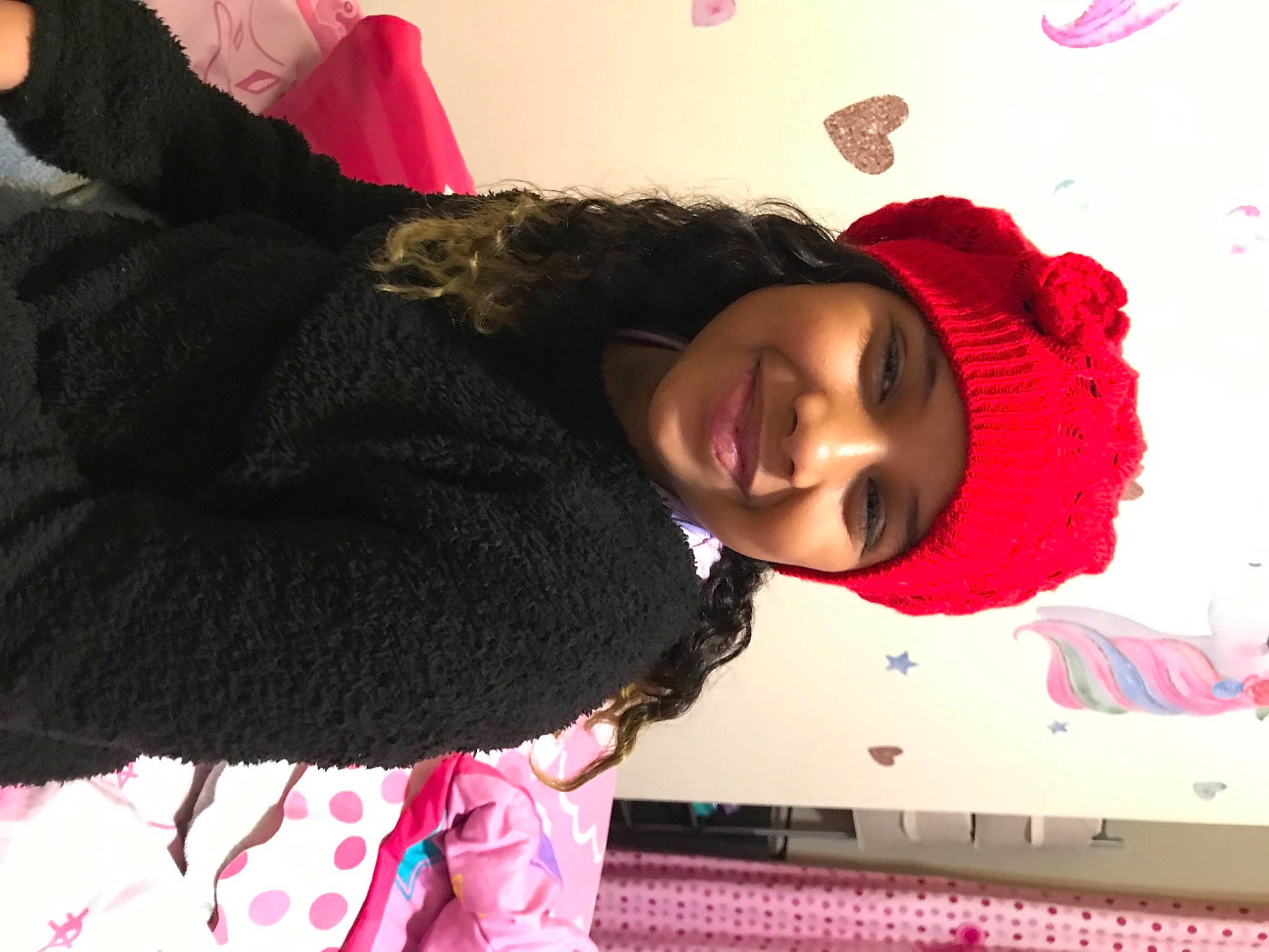 Jazlyn joined the competition — help win amazing prizes! black, carmine, child, design, fashion_accessory, fun, happy, headgear, headwear, human, joy, leisure, lip, magenta, pattern, person, pink, red, sleeve, smile