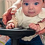 Florence joined the competition — help win amazing prizes! baby, blue_pants, child, closeup, clothing, cute, expression, eyes, face, furniture, hands, home, indoor, infant, person, play, steering_wheel, support, toy, white_shirt