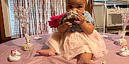 Waverly joined the competition — help win amazing prizes! baby, child, birthday, cake, balloons, pink, headband, dress, tablecloth, unicorn, toy, party, frosting, hands, face, indoor, celebration, cute, smiling, messy