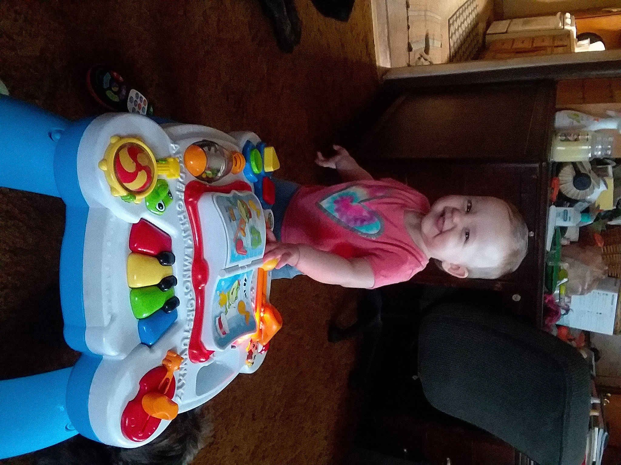 Autumn is registered to the contest to win money with this photo: baby, baby_products, baby_toys, child, fun, hat, joy, party, person, plastic, play, room, smile, t_shirt, toddler, toy, visual_arts, wood