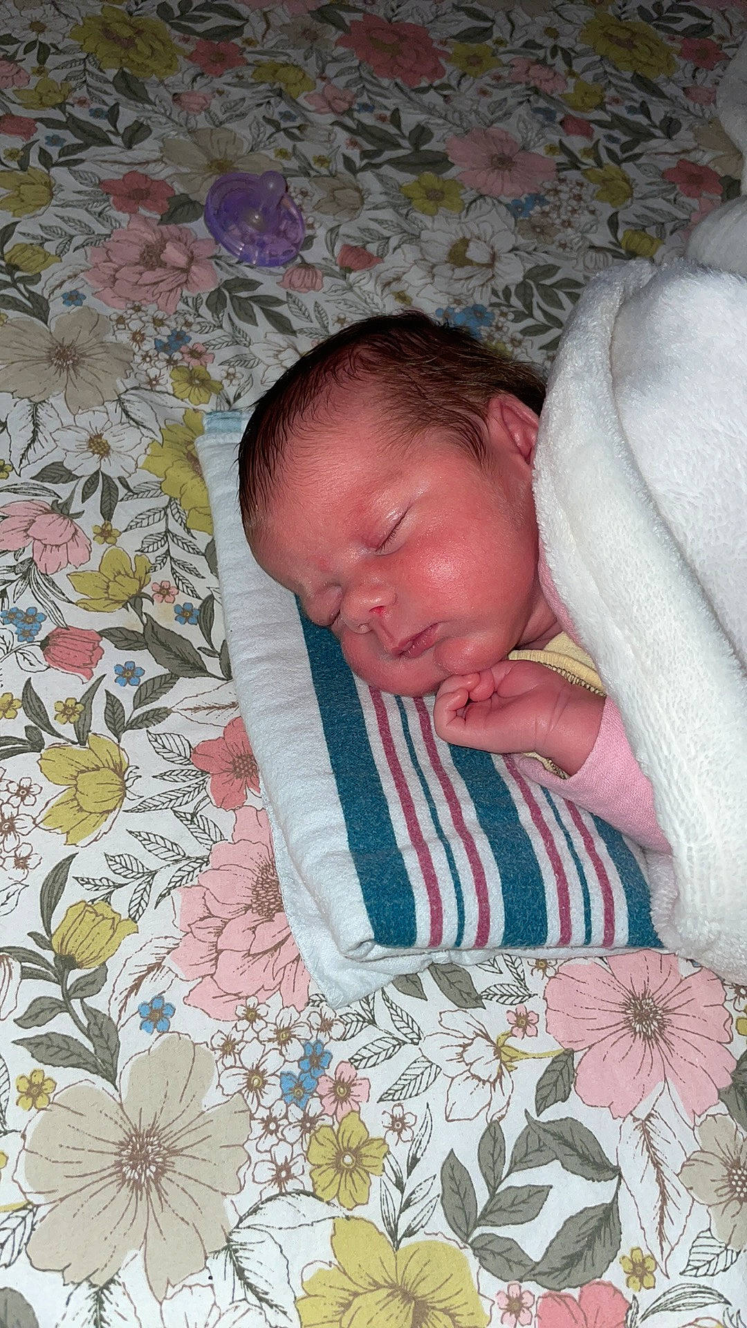 Catherine is registered to the contest to win money with this photo: art, baby, baby_products, baby_sleeping, baby_toddler_clothing, bedding, bedtime, cheek, child, comfort, eye, facial_expression, linens, nap, pattern, person, pink, room, skin, textile