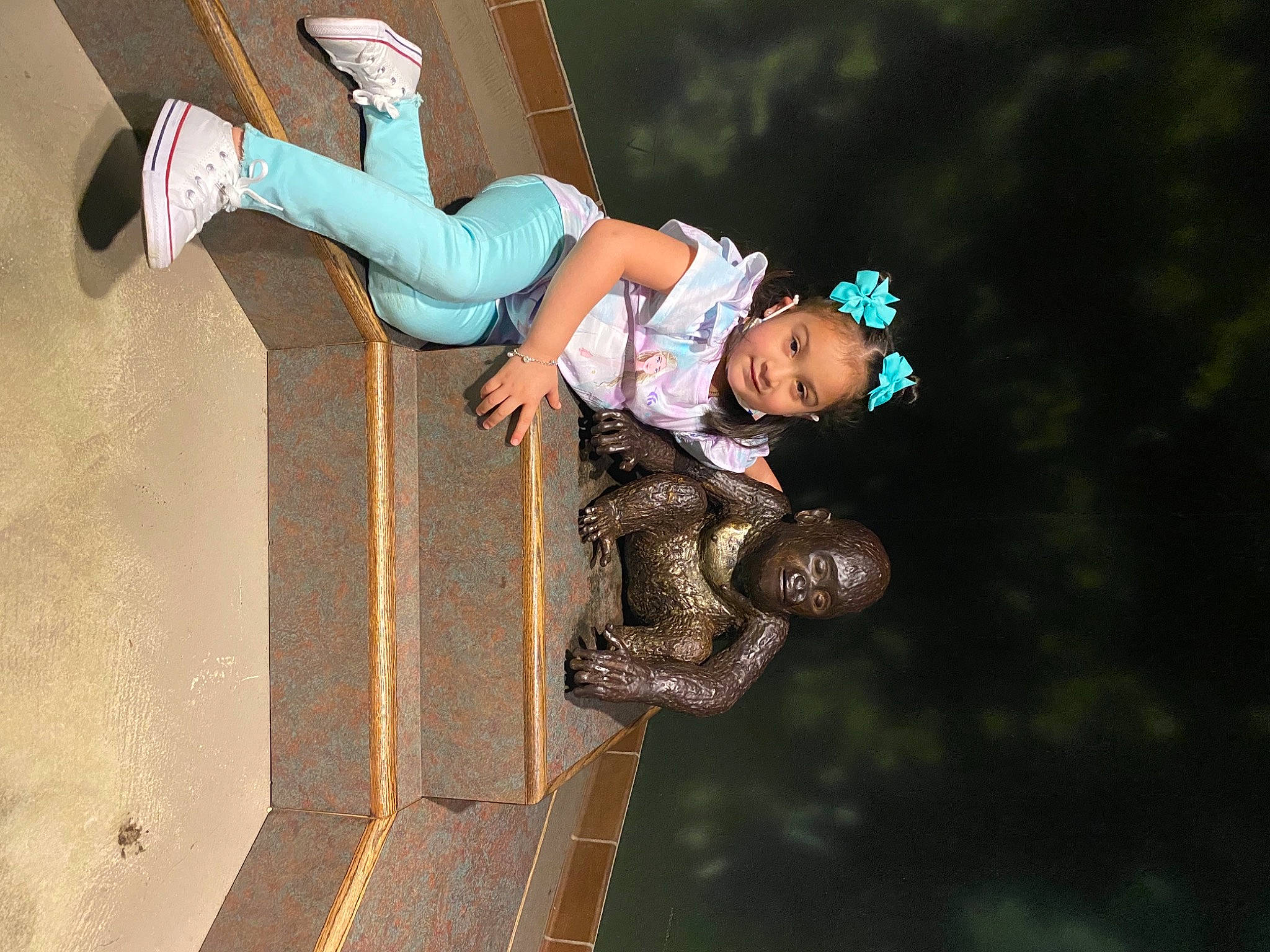 Jayleen is registered to the contest to win money with this photo: child, electric_blue, event, flash_photography, fun, happy, jeans, leg, leisure, performance, performing_arts, person, recreation, sneakers, stairs, toddler, tree, wood