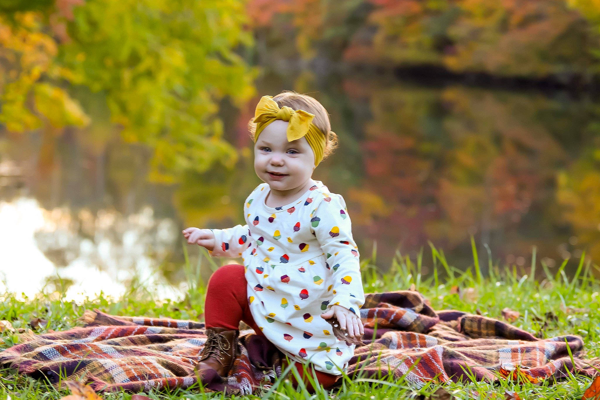 Kailynn joined the competition — help win amazing prizes! baby, baby_toddler_clothing, child, deciduous, dress, eye, forest, grass, happy, hat, headwear, joy, leaf, people_in_nature, person, personal_protective_equipment, plant, sitting, smile, toddler