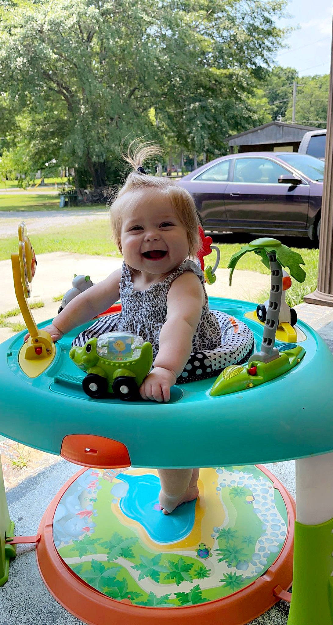 Kynlee joined the competition — help win amazing prizes! baby, baby_playing_with_toys, baby_toddler_clothing, car, child, facial_expression, fun, grass, green, happy, joy, leisure, person, plant, product, recreation, smile, summer, tire, toddler