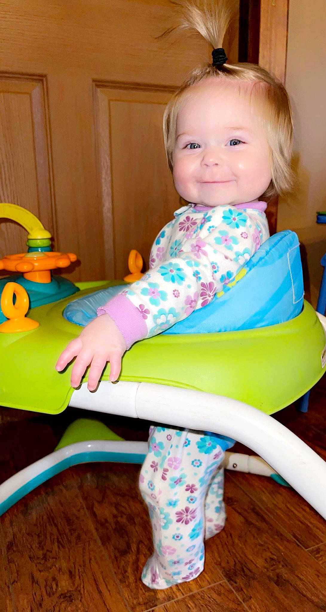 Kynlee is registered to the contest to win money with this photo: baby_playing_with_toys, baby_toddler_clothing, blue, child, comfort, electric_blue, fun, happy, human_leg, joy, leisure, organ, person, play, product, sitting, sleeve, smile, standing, thigh