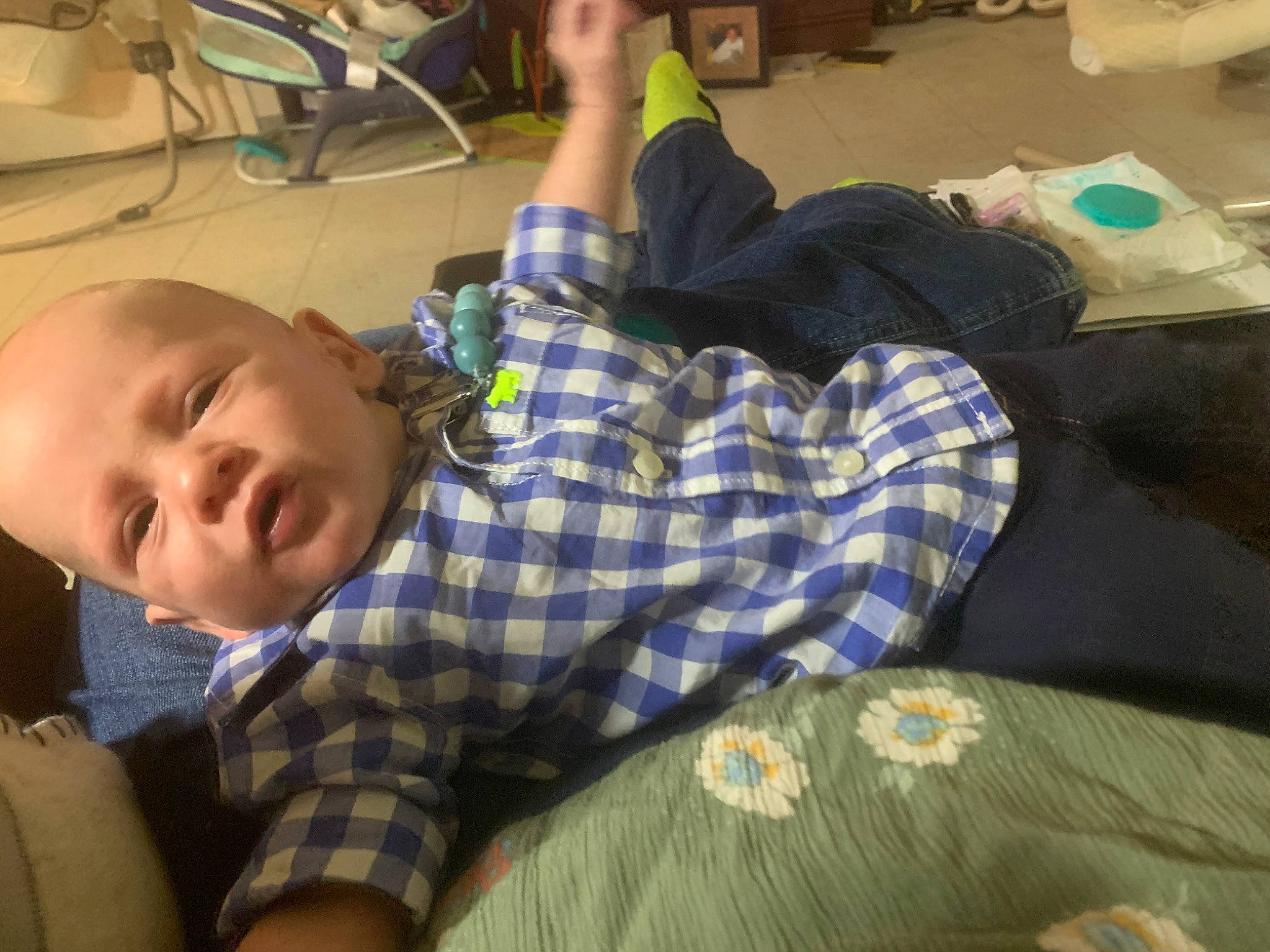 Alex joined the competition — help win amazing prizes! baby, bed, bedtime, child, comfort, couch, flooring, fun, grass, human_leg, linens, nap, pattern, person, plaid, sitting, sleep, t_shirt, tartan, toddler