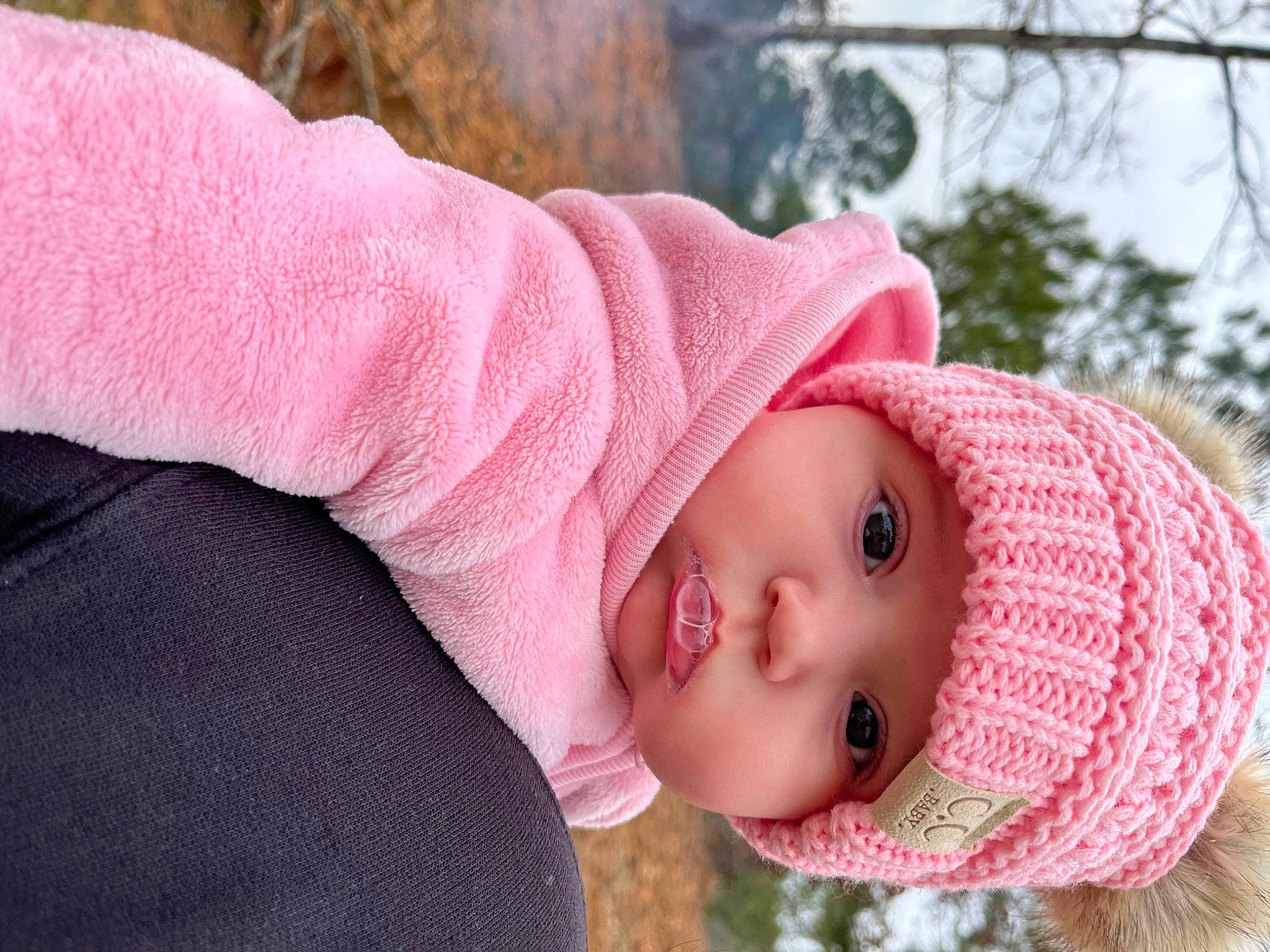 Addyson is registered to the contest to win money with this photo: baby, baby_toddler_clothing, cap, cheek, chin, eye, eyelash, face, grass, headgear, headwear, knit_cap, lip, nose, outerwear, person, pink, skin, sleeve, textile