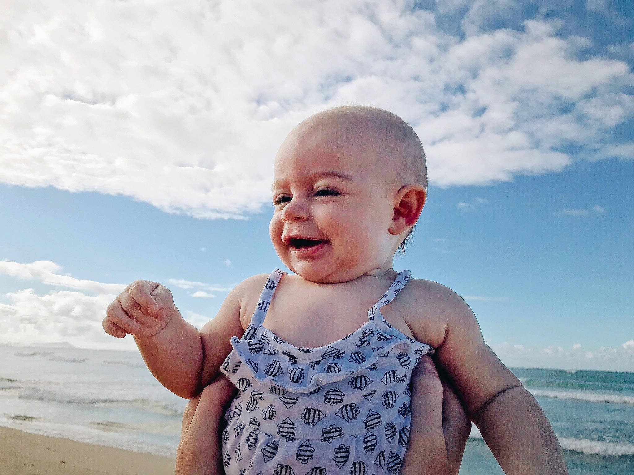 Annika joined the competition — help win amazing prizes! baby, beach, child, cloud, facial_expression, fun, happy, ocean, person, photography, play, portrait_photography, sea, sky, smile, summer, toddler, vacation, water