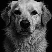 Nuts participe au concours pour gagner de l'argent avec cette photo : dog, golden_retriever, portrait, close_up, black_and_white, water_droplets, wet_fur, animal, pet, canine, fur, face, eyes, nose, whiskers, majestic, studio, dark_background, expression, headshot