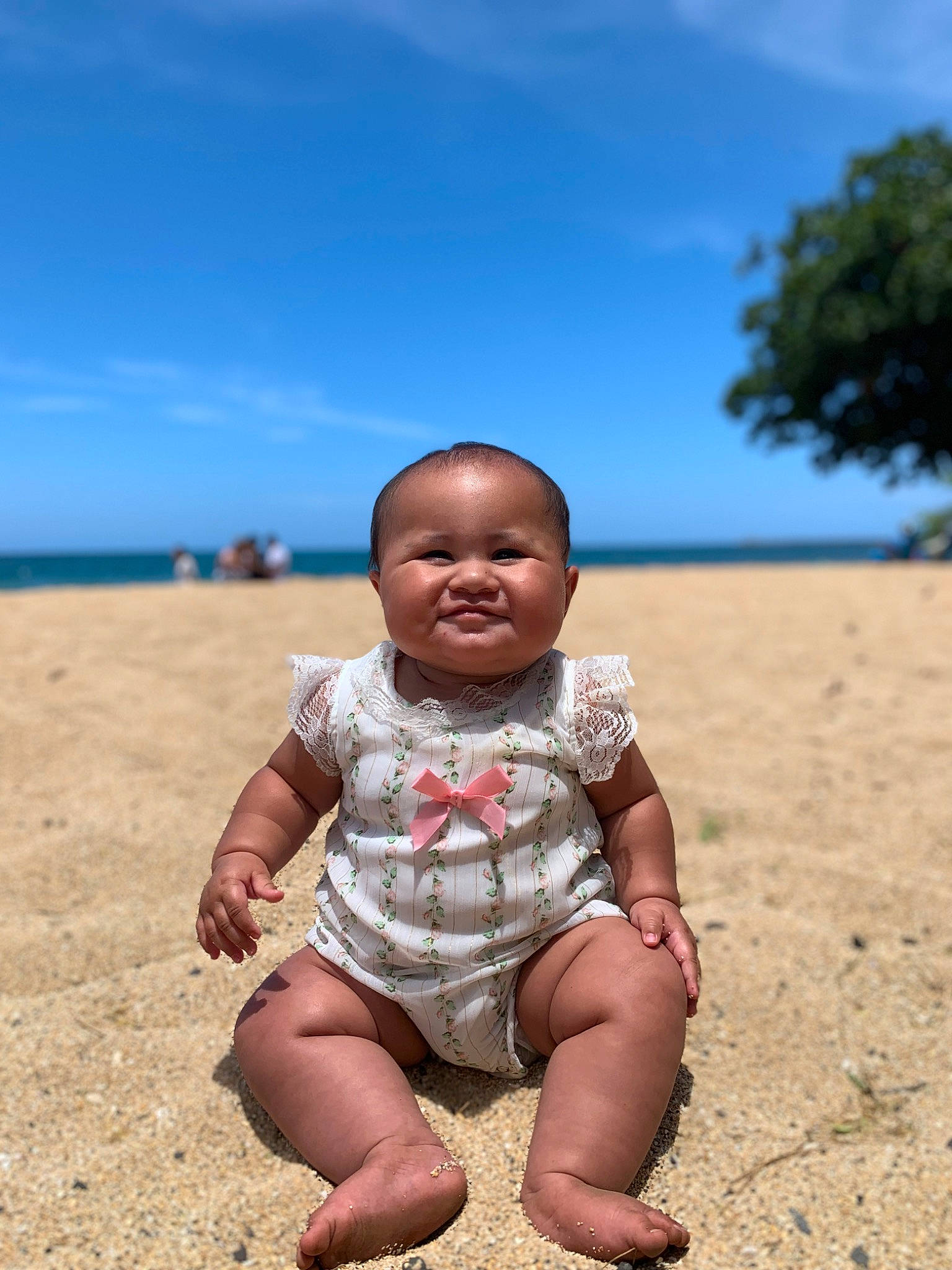 Kashlynn is registered to the contest to win money with this photo: baby, barefoot, beach, body_of_water, cloud, flash_photography, fun, happy, horizon, landscape, leisure, people_in_nature, people_on_beach, person, skin, sky, smile, standing, summer, toddler