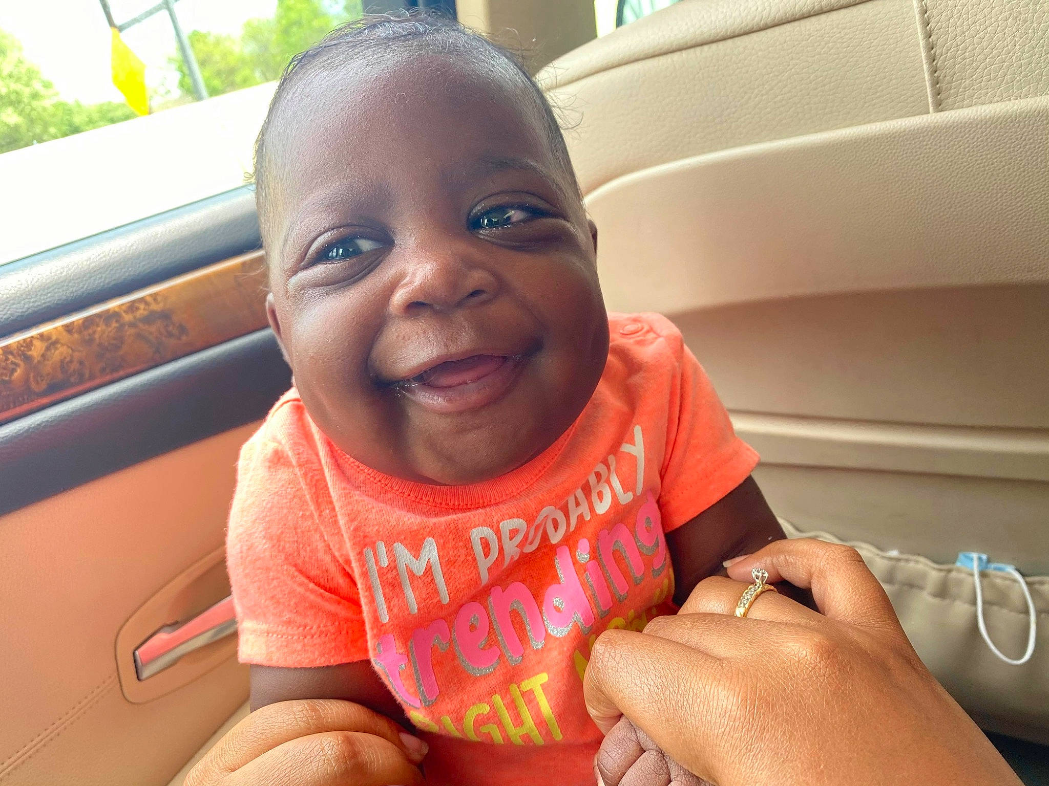 Aminah joined the competition — help win amazing prizes! baby, child, face, facial_expression, finger, fun, hand, happy, head, joy, nose, person, skin, smile, summer, toddler, tooth, vacation