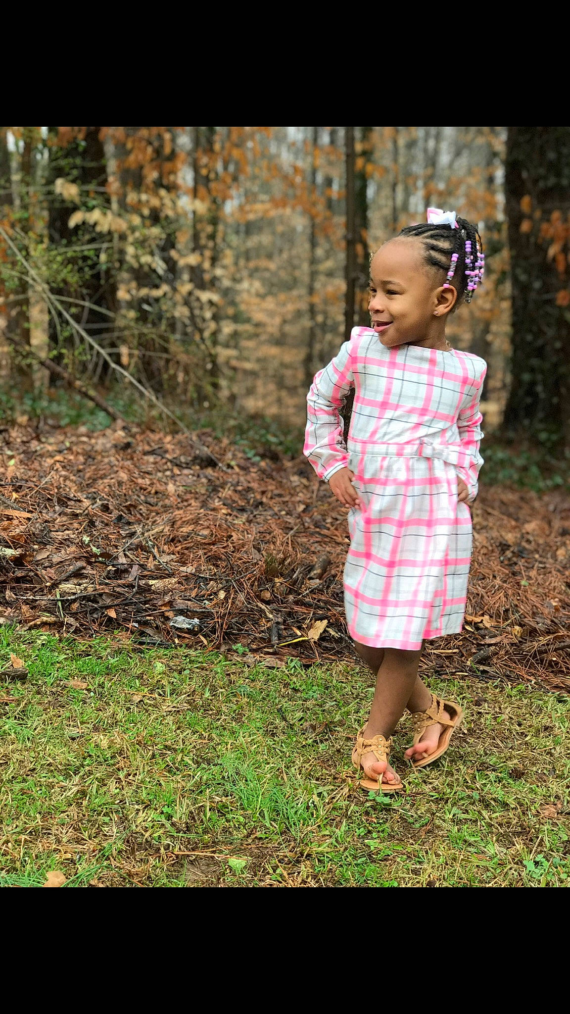 Ailayah Smith is registered to the contest to win money with this photo: baby_toddler_clothing, child, child_model, day_dress, dress, foot, hair_accessory, headband, headpiece, joy, one_piece_garment, pattern, people_in_nature, person, plaid, portrait_photography, spring, tartan, toddler