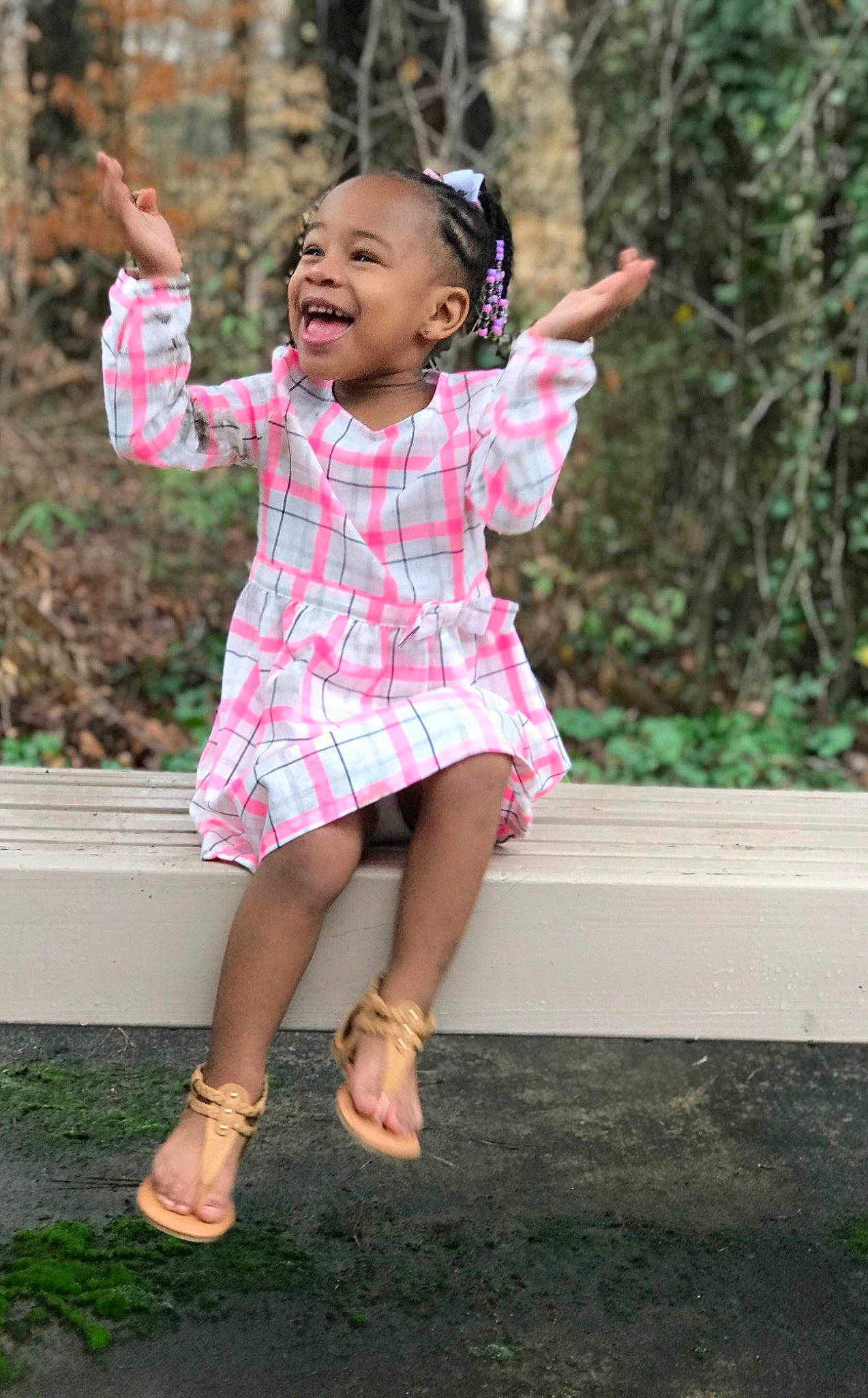 Ailayah Smith joined the competition — help win amazing prizes! baby_toddler_clothing, beauty, child, child_model, face, facial_expression, finger, foot, hand, happy, human, joy, leisure, nose, people_in_nature, person, pink, skin, sleeve, spring