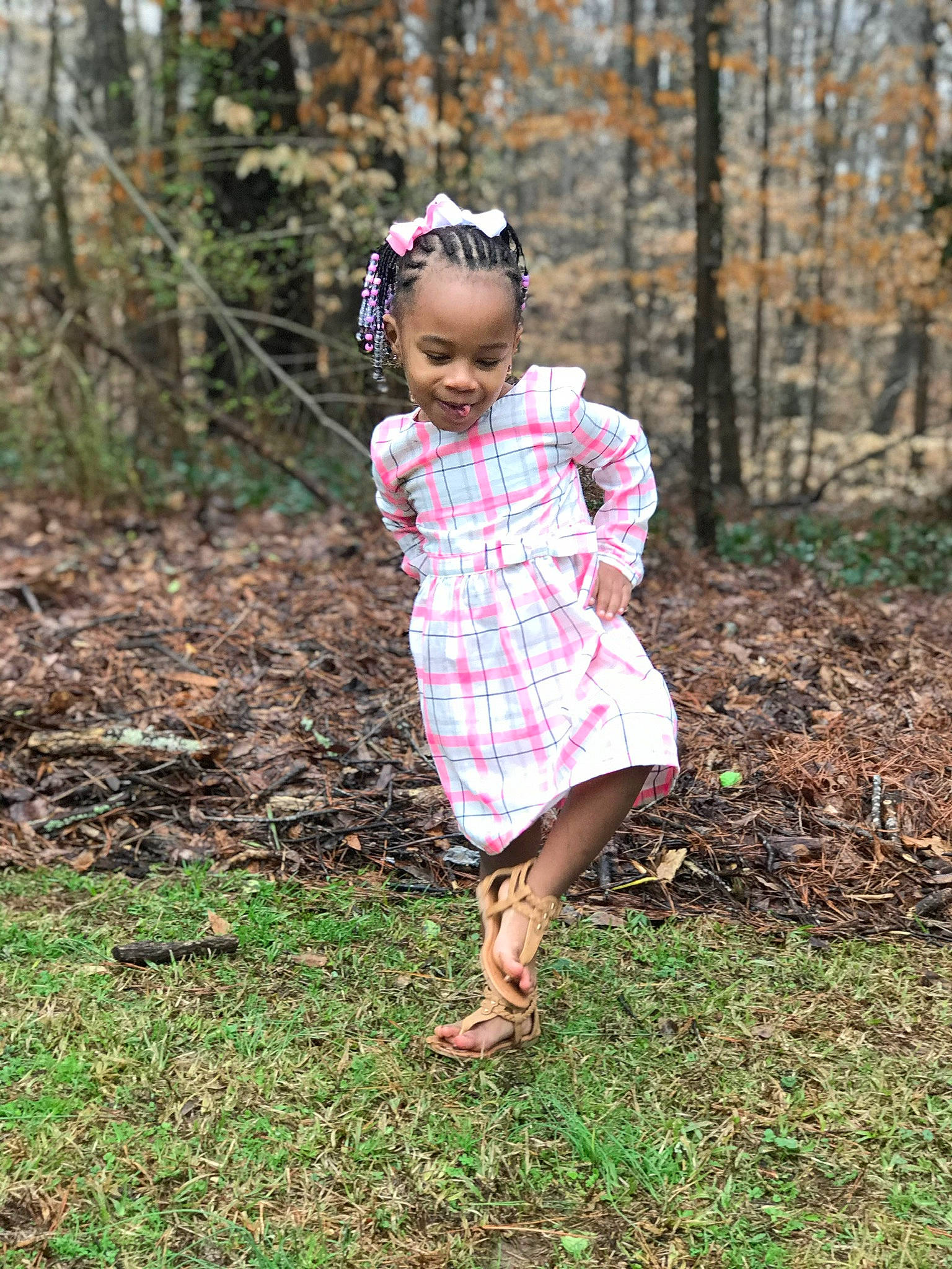 Ailayah Smith is registered to the contest to win money with this photo: autumn, baby_toddler_clothing, child, child_model, clothing, day_dress, dress, embellishment, hair_accessory, headband, headpiece, joy, one_piece_garment, pattern, people_in_nature, person, photo_shoot, pink, spring, toddler