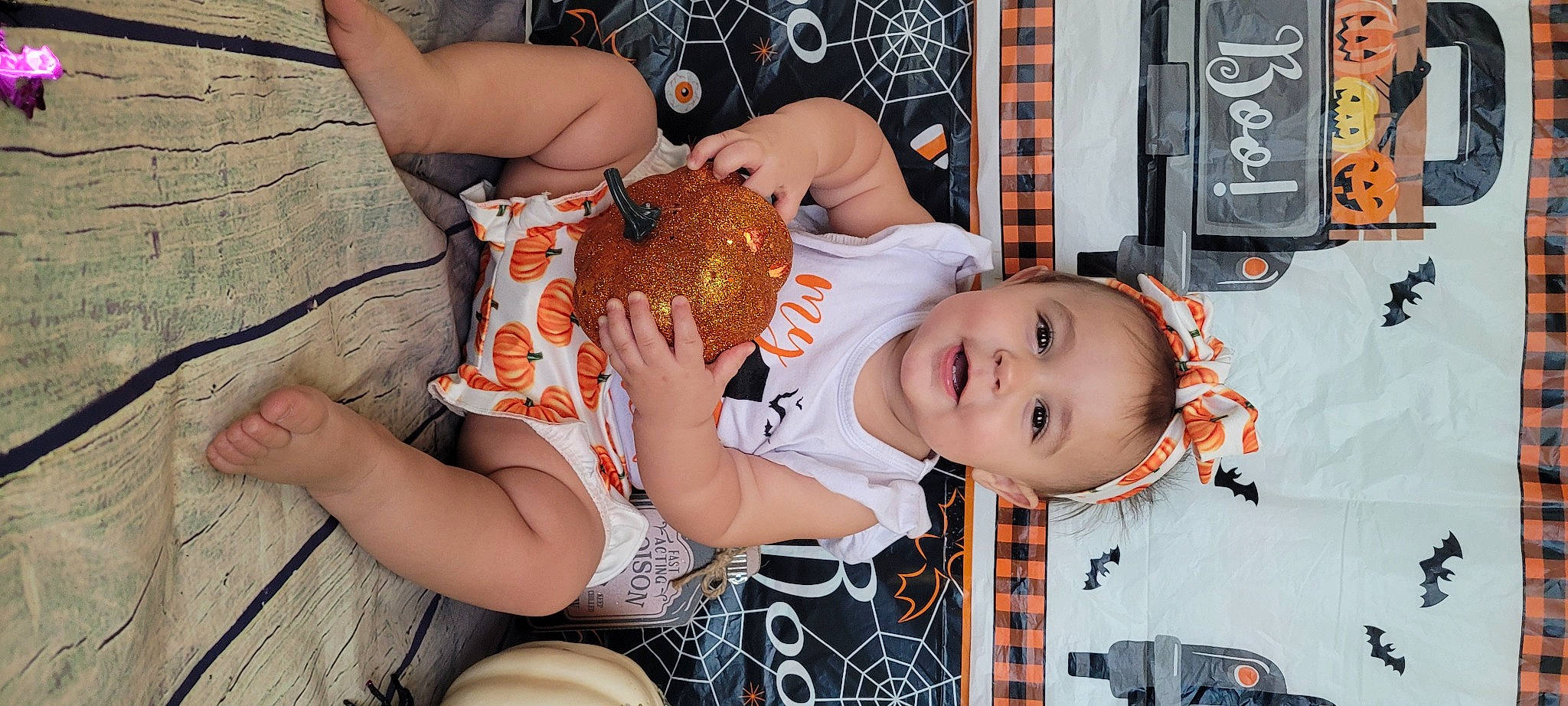 Mallary-jane joined the competition — help win amazing prizes! abdomen, baby, chest, child, cooking, event, fun, happy, human_leg, joy, leisure, mouth, orange, pattern, person, room, sitting, smile, thigh, toddler