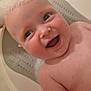 baby, bath, bubbles, foam, smiling, happy, child, water, skin, head, face, bathtub, infant, cute, sitting, joyful, tub, chubby, person, bathroom