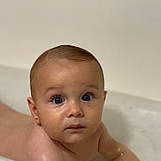 Damian joined the competition — help win amazing prizes! baby, child, bathtub, bath, water, skin, blue_eyes, face, wet, indoors, cute, infant, looking, expression, toddler, young, head, shoulder, human, bathroom
